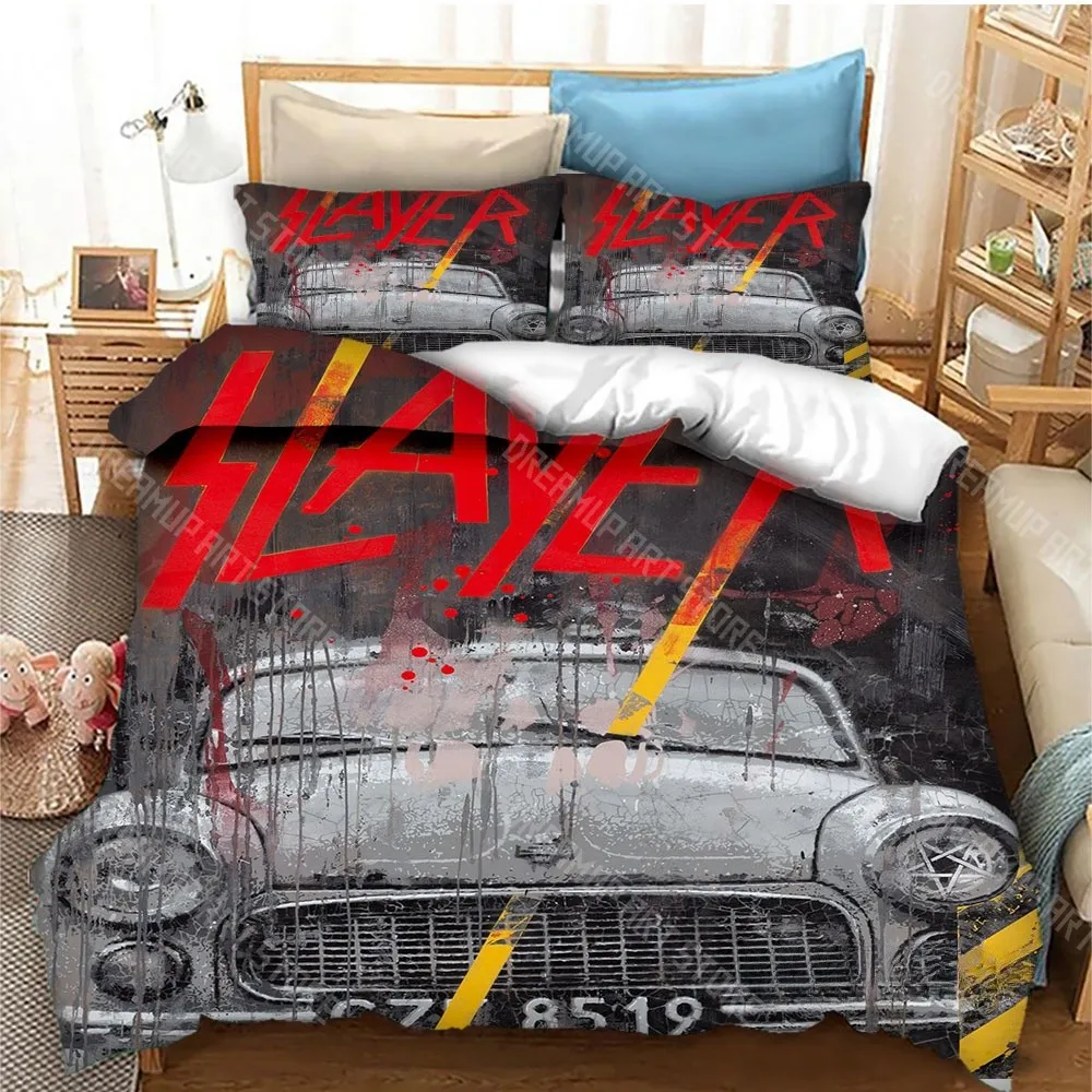 3D Printed Slayer Heavy Metal Band Music Bedding Set for Boys Girls Duvet Cover Twin Queen King Full Single Double Sizes