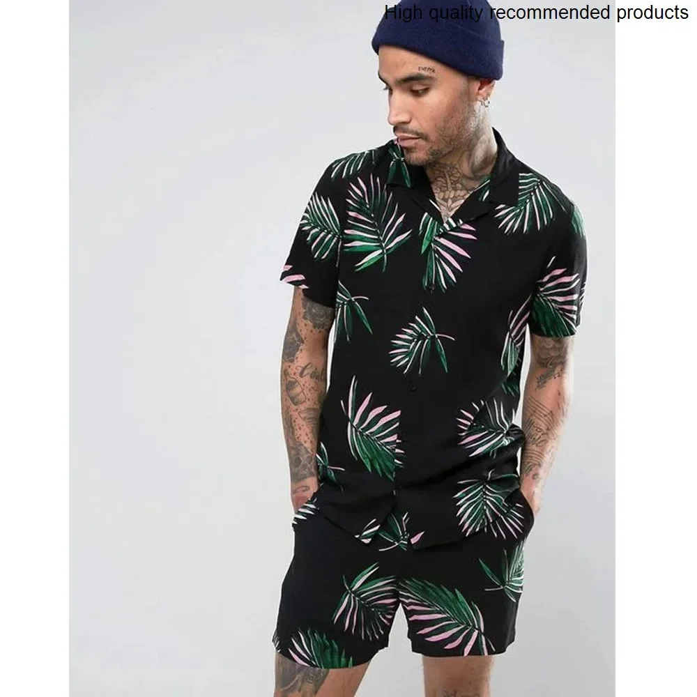 Strand Shirts Set Mannen 2025 Zomer Korte Mouw Vakantiekleding Bloemen Bedrukte T-shirts Shorts 2 Stuks Pak Casual Shirt Gothic sets