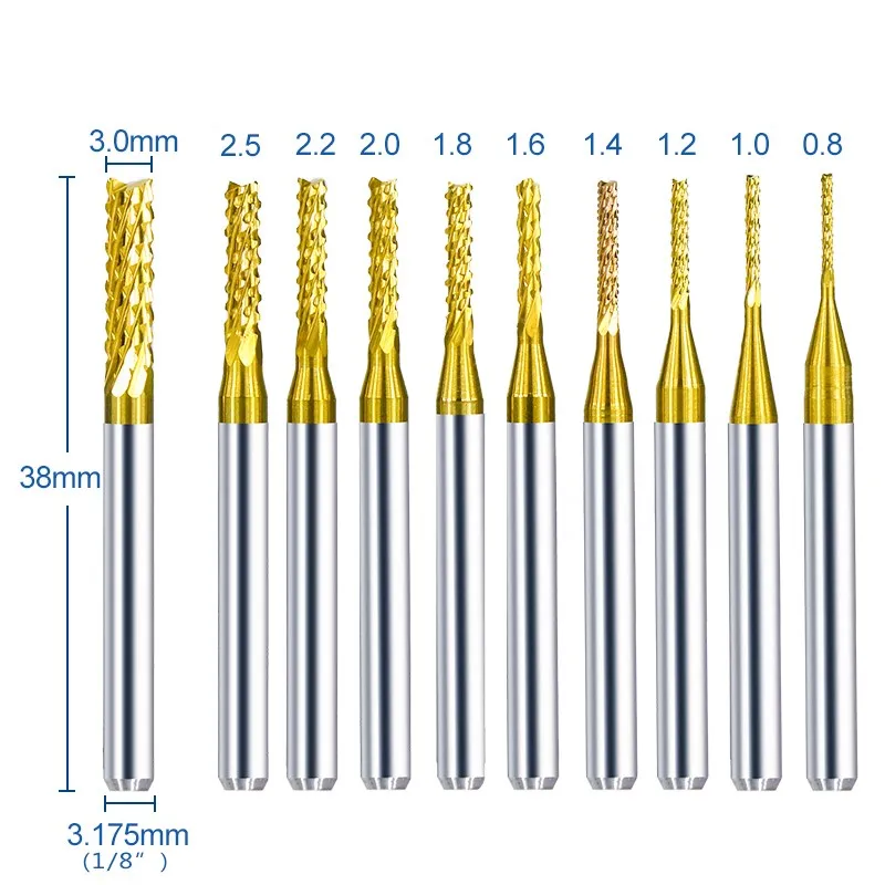 XCAN Corn Milling Cutter 3.175mm Shank Flat Bottom Engraving Bits V Groove CNC Router Bit Carbide End Mill for Woodworking 