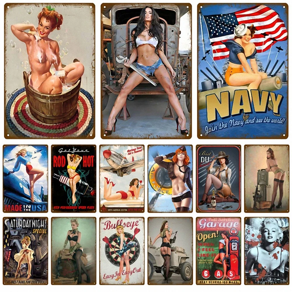 10PCS Metal Sign Tin Painting Plate Art Poster Plaque Bathroom Bar Pub Club Wall Decor Plaque - Mixed Random Shipment A2