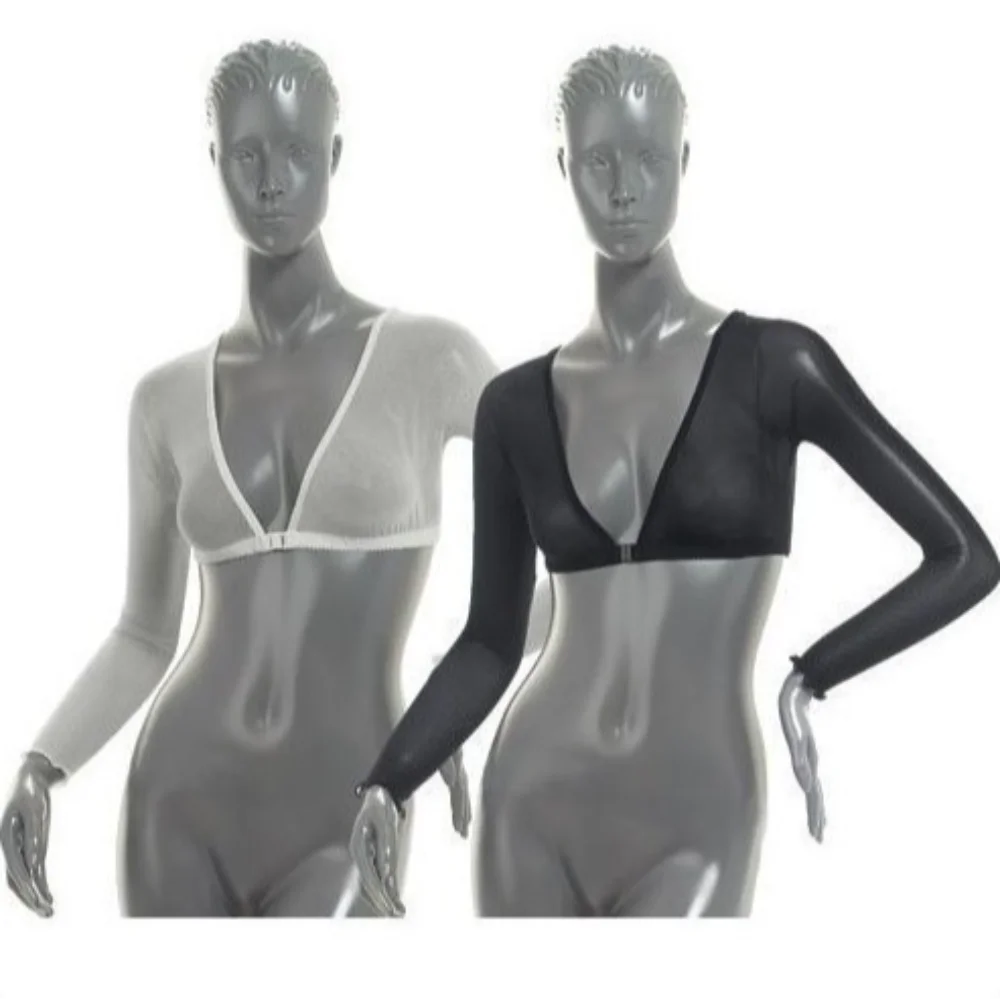 Fashion Acrylic Fibers Mesh Chest Support Top Mesh T-shirt Base Sleeve Navel Exposed Long Sleeved