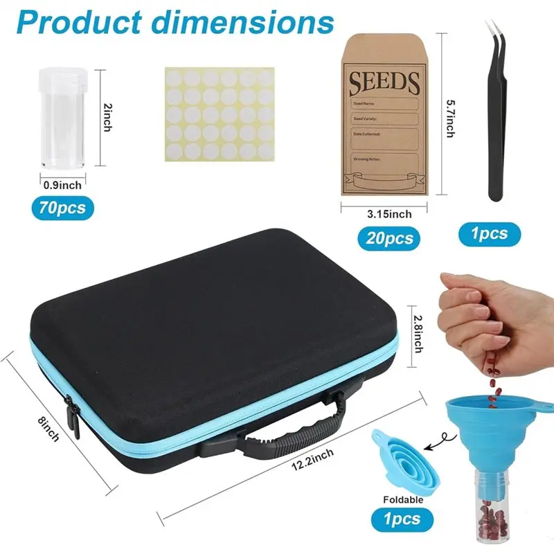 مجموعة أدوات حفظ بذور الحديقة من MOPHE، منظم تخزين البذور 70 فتحة مع 20 ظرفًا للبذور، ملصق كتابة، قمع
