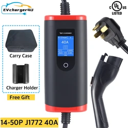 EVcharger4U NEMA 14-50 32A 7KW Level 2 EV Charger NACS with 20FT/6.1M Portable Charging Station for Tesla 3 Y X S and Cybertruck