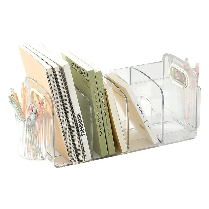 

Storage box transparent student desk stand baffle pen holder rack