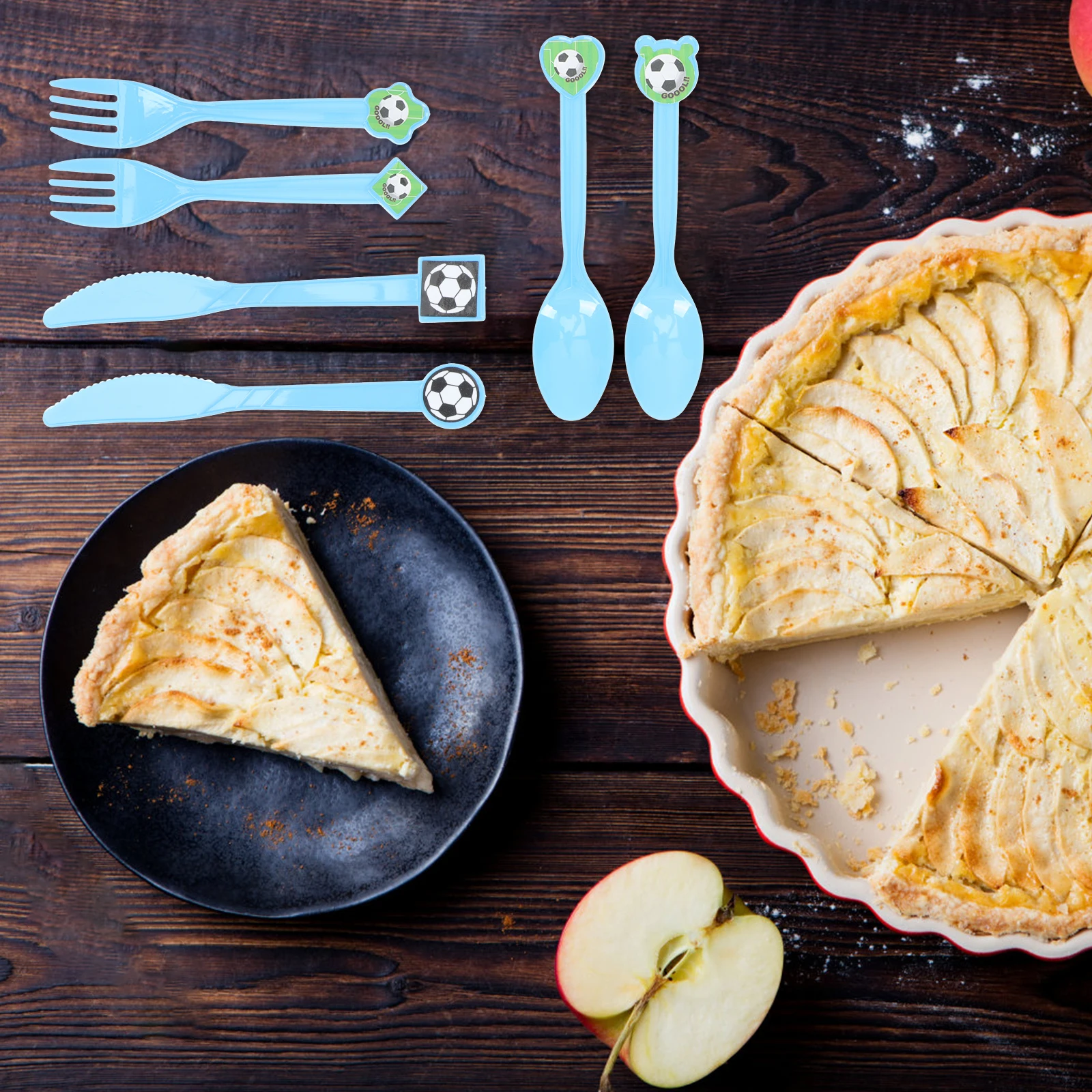 

1Set Football Pattern Reusable Camping Utensil Set Travel Accessory Portable Spoon Fork for Sports Picnic Travel Utensils