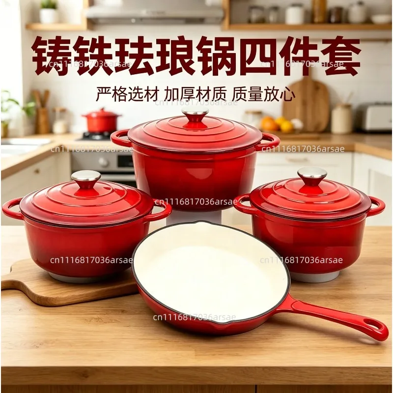 Pot Sets Non Stick Frying Pan Cast Iron Cookware Set Enamel Coating Cooking Pots Iron Pan Casserole