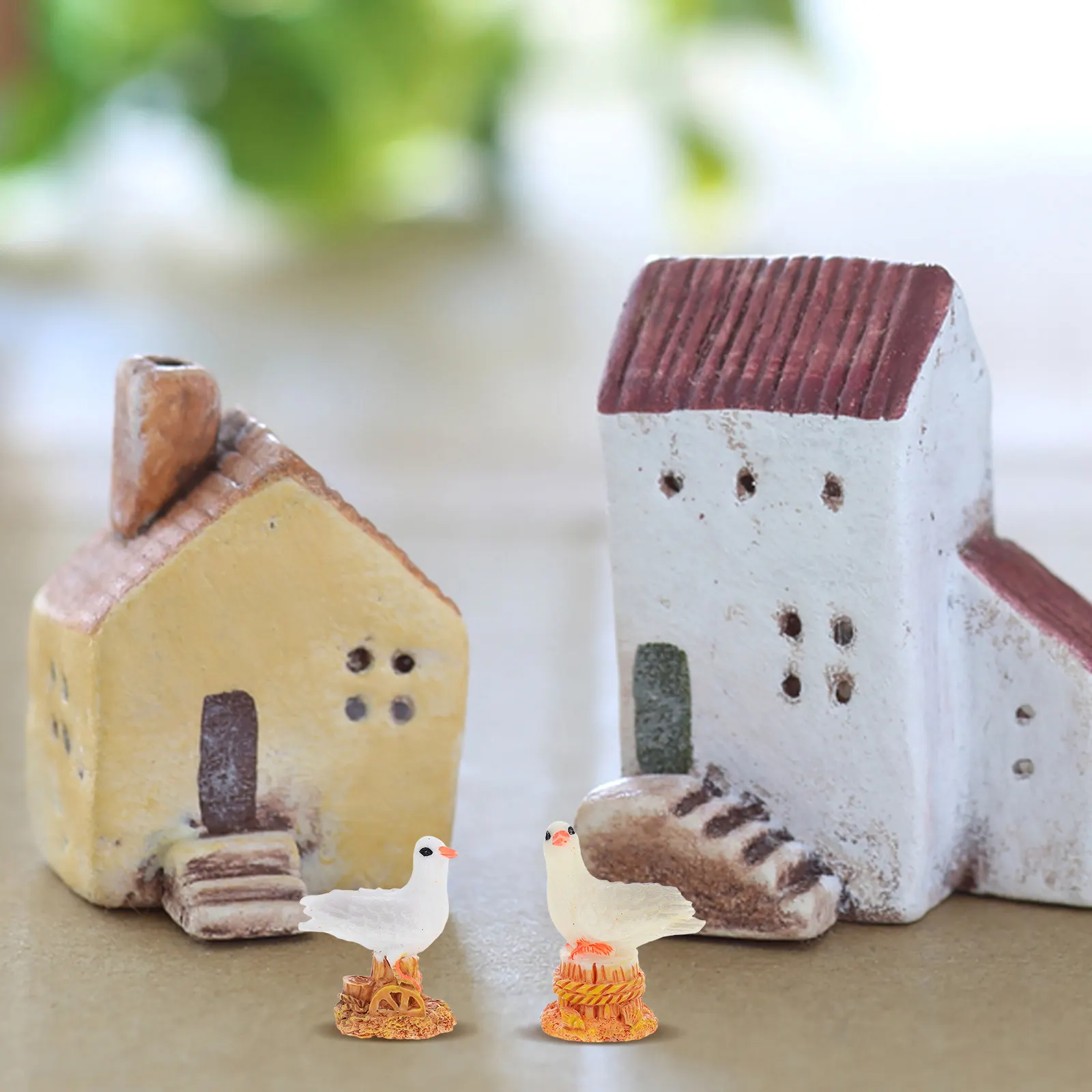 10 Pack Seagull Resin Statues Coastal Bird Ornaments for Garden Lawn Desk Outdoor Decor Natural Style
