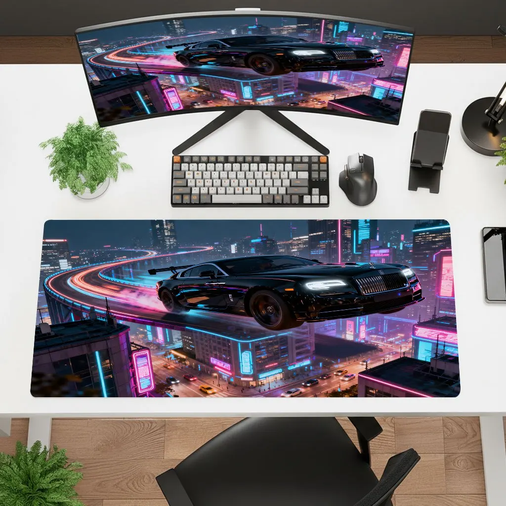 Futuristic City Air Car Mouse Pad Iron Art Non-Slip Rubber Back Thick 2mm HD Print For Office Laptop Gaming Polyester