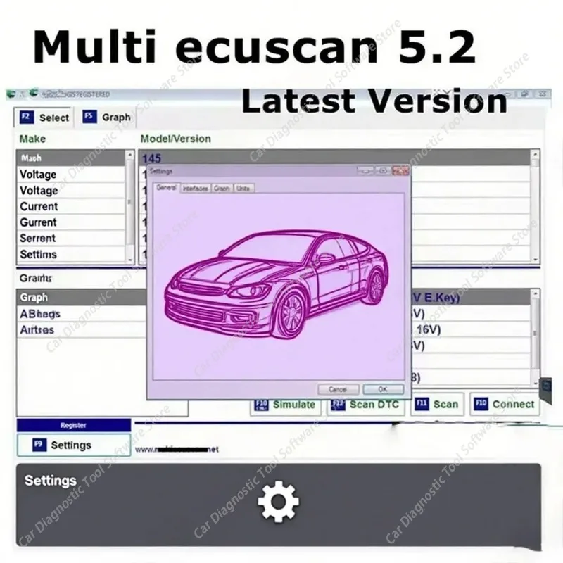 New Multi Ecu Scan work for ELM327 Multiecuscan 5.2 Car accessories for European and American car models OBD2 Scanner Software