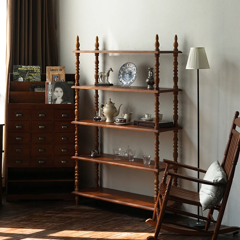 

Французская ретро-полка для гостиной, книжная полка из цельного дерева