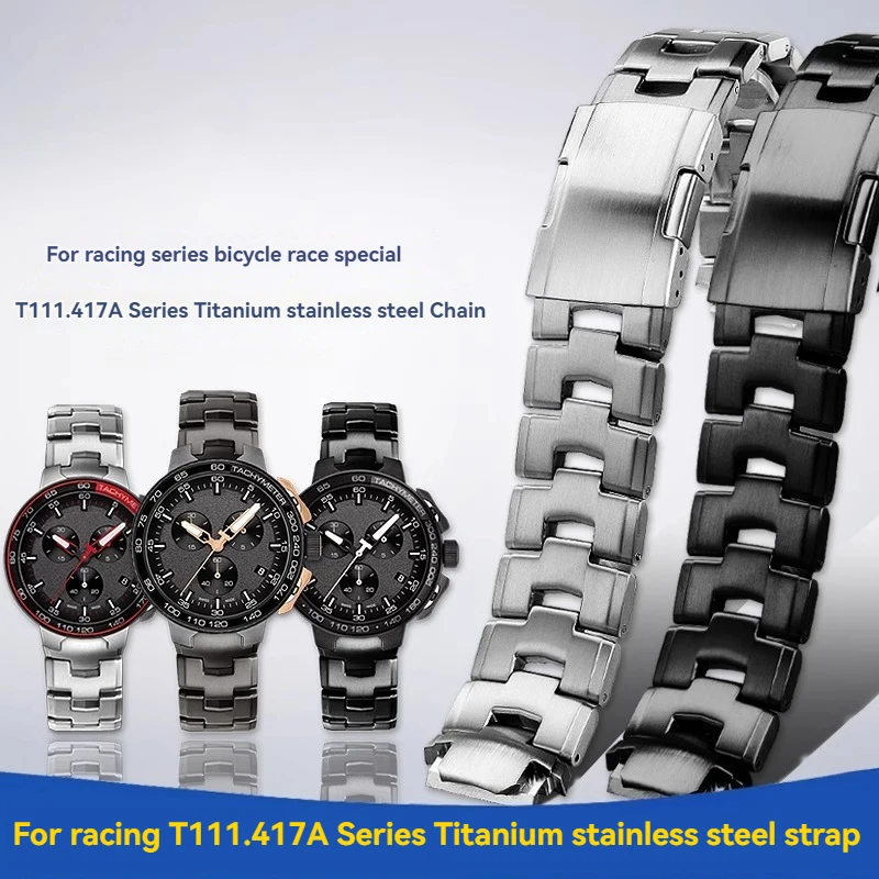 For Tissot Racing Series Strap Bicycle Race Special Edition T111.417A T111.417 Titanium Stainless Steel Watch Band Chain Men