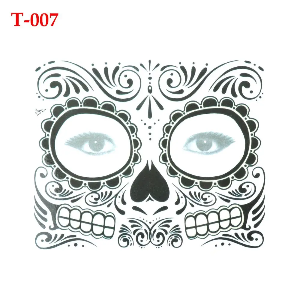 Pop Face Decal Waterproof Temporary Tattoo Stickers Facial Makeup Day Of The Dead Halloween Dress up