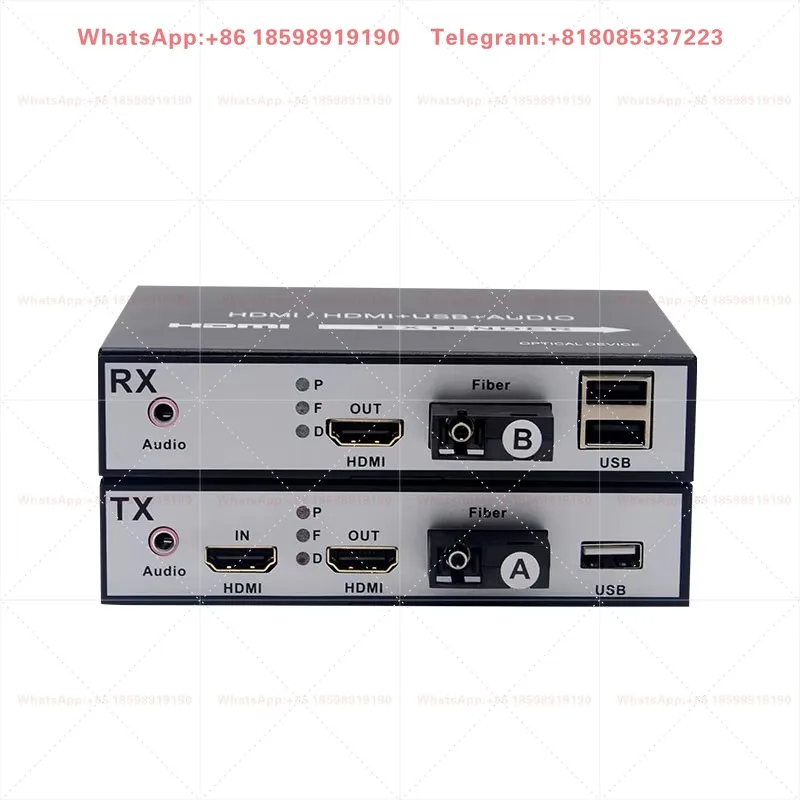 1080P  Video Over Single Mode Fiber Exender up to 20KM  Fiber Optical Converter with Audio USB KVM Loopout