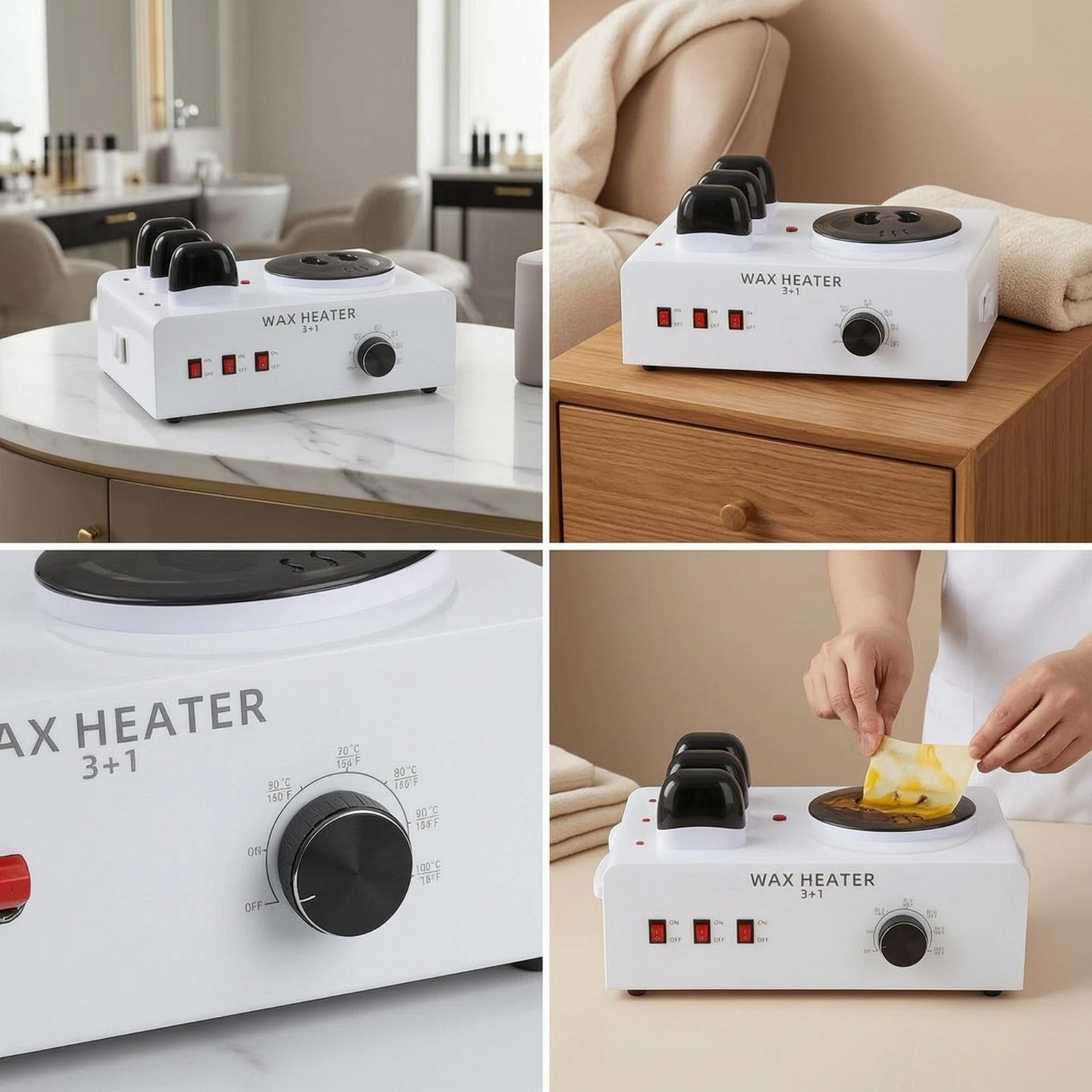 Electric Depilatory Heater Multi-Chamber Depilatory Heater with Multiple Compartments Appliance Fast Heating Countertop