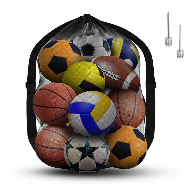 Extra Large Football Mesh Bag Adjustable Shoulder Strap Drawstring Bag Storage Bag for Basketball Football Rugby Ball Volleyball