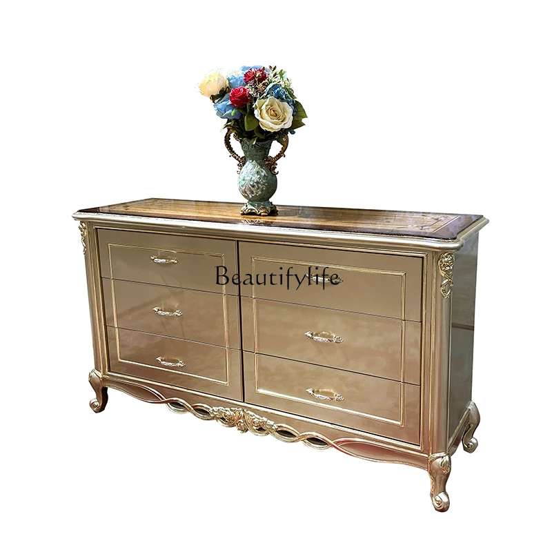 

French solid wood porch cabinet, European luxury carved partition door