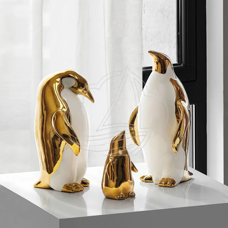 Nordic Style Penguin Decor Light Luxury Home Crafts Ornament for Living Room TV Cabinet