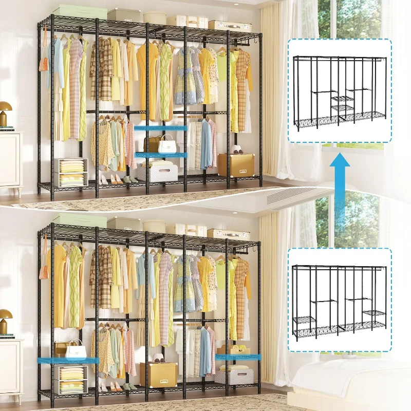 H50 Extra Large Clothes Rack, Heavy Duty Garment Rack, Freestanding Portable Closet, Clothing Racks for Hanging Clothes