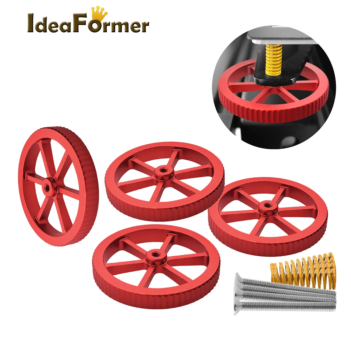 Creality Ender 3 Springs Upgrade Kit,Hot Bed Leveling Kit for Ender 3/5 Pro/Ender 5/5 Plus CR-20 3D Printer Twist Leveling Nut