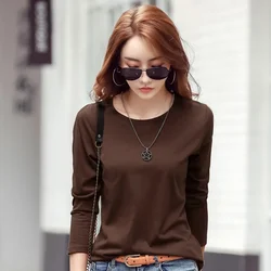 MRMT 2024 Brand New Women's T-shirts Round Neck Top Bottoming Shirt Long-Sleeved Women T Shirt Cotton All-Match Solid Woman Tees