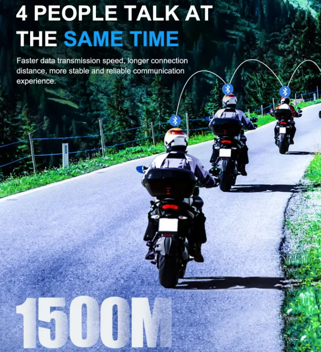 Ejeas V4 Plus 4-Fahrer-Kommunikations-Intercom Motorradhelm BT-Intercom