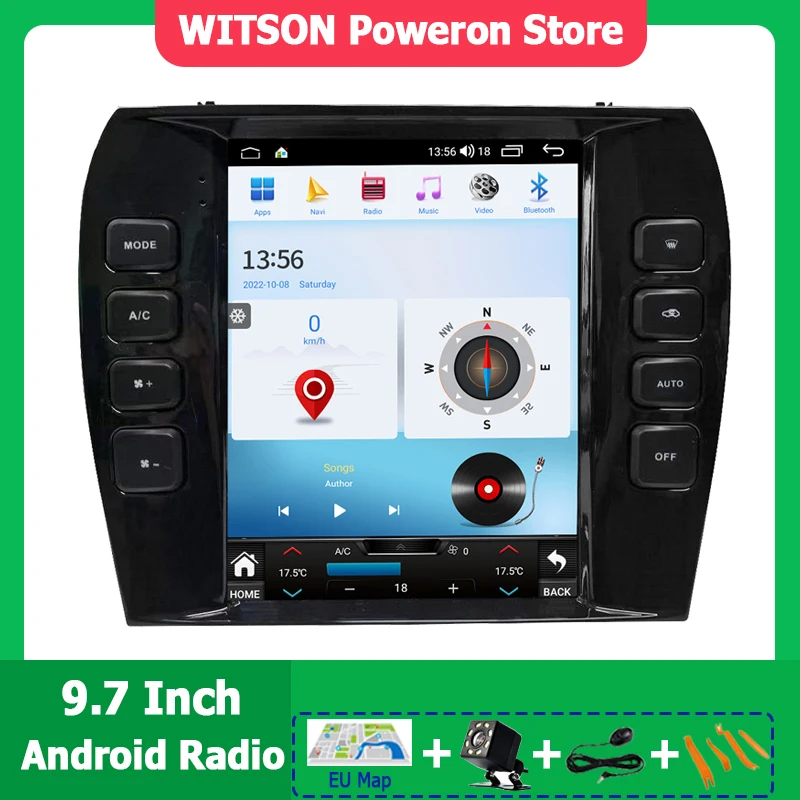 WITSON Android 13 Car Radio Navigation GPS 9.7 Inch Vertical Touch Screen WIFI For Jaguar X-TYPE X TYPE 2004-2009