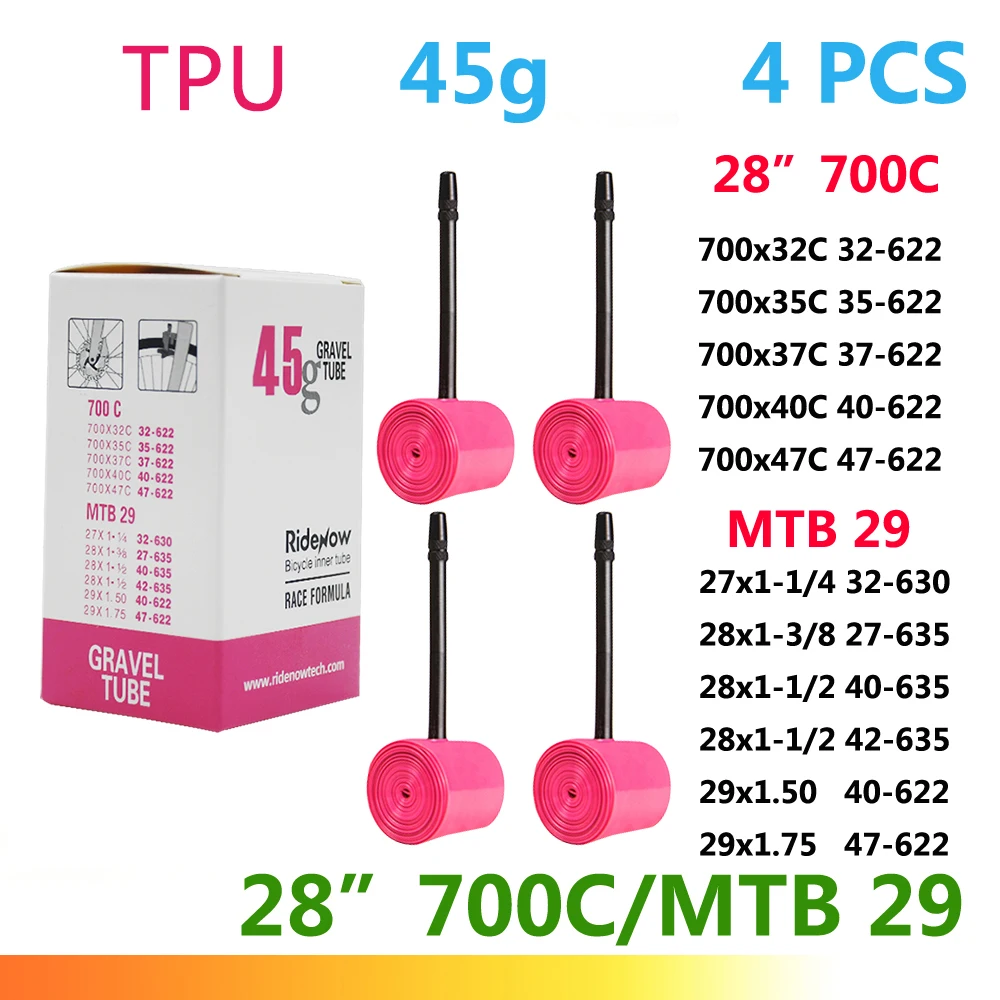 RideNow TPU Fiets Binnenband 700C 700x18 23 25 28 32 35 37 40 47C Road Fietsband MTB Fiets Camera 29x1.5 1.75 1.9 pneu aro