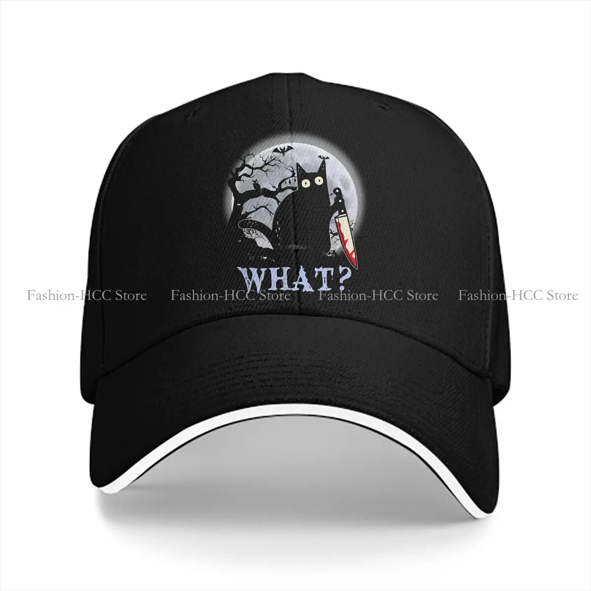 Wha Murderous Knife Halloween Solid Color Baseball Caps Peaked Cap Black Cat Sun Shade Hats Men Women