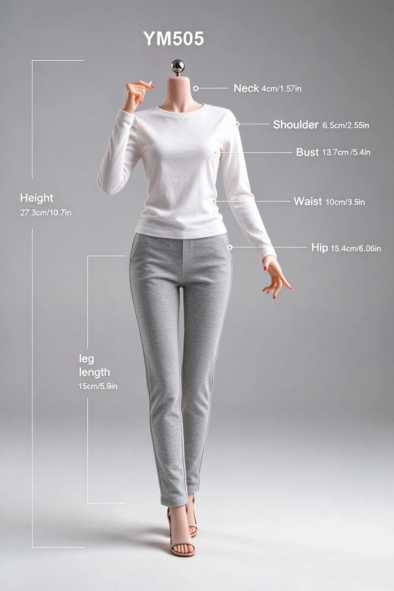 Makeup ver. YM505 1/6 Scale Female Seamless Body Super Flexible Fitness Silicone 12''  Action Figure Body