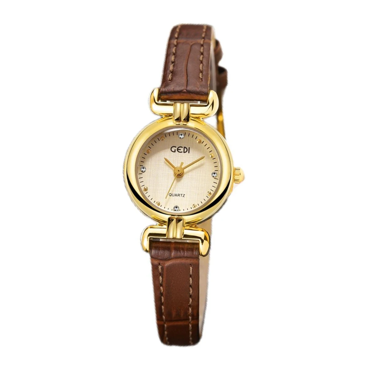 23mm Dial Women Small Quartz Watch Niche Elegant Orologio with Diamond Inlay Luxury Gold Case Clock Ladies Vintage Wristwatch