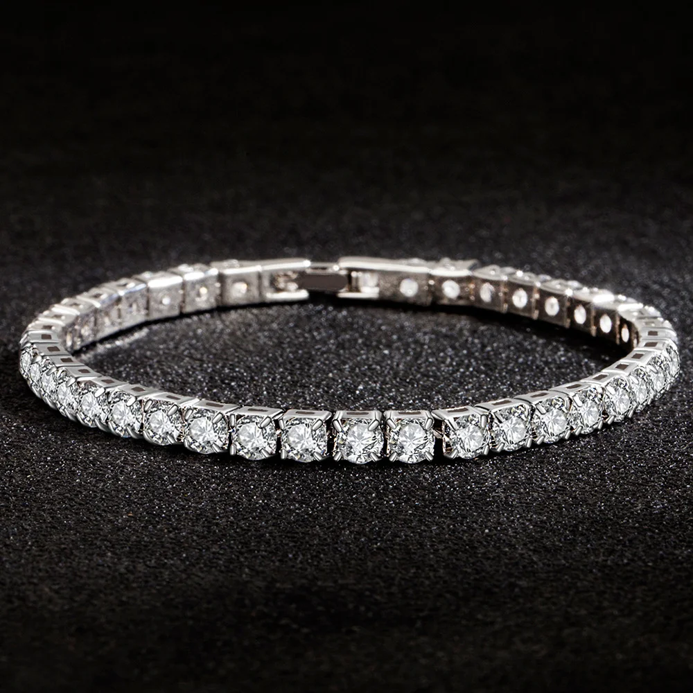 

Высококачественный браслет из серебра S925 с платиновым покрытием и моассанитом, сверкающий, стильный, свадебный подарок, очаровательный браслет для женщин