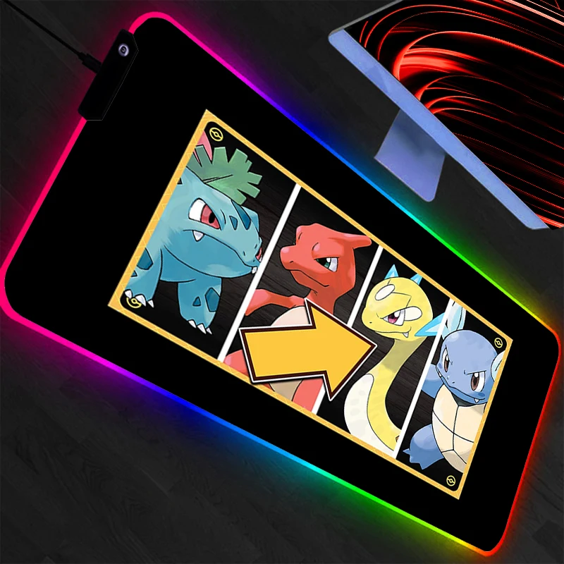 LED Pokemon Pikachu Mouse pad Computer Laptop Anime Keyboard RGB Mouse Mat Mousepad Keyboards Gamers Backlight Desk Mat