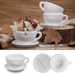 Love Tea Cups And Saucers Epoxy Silicone Mold DIY Gypsum Pouring Aromatherapy Candle Storage Decoration Mold Home Decoration