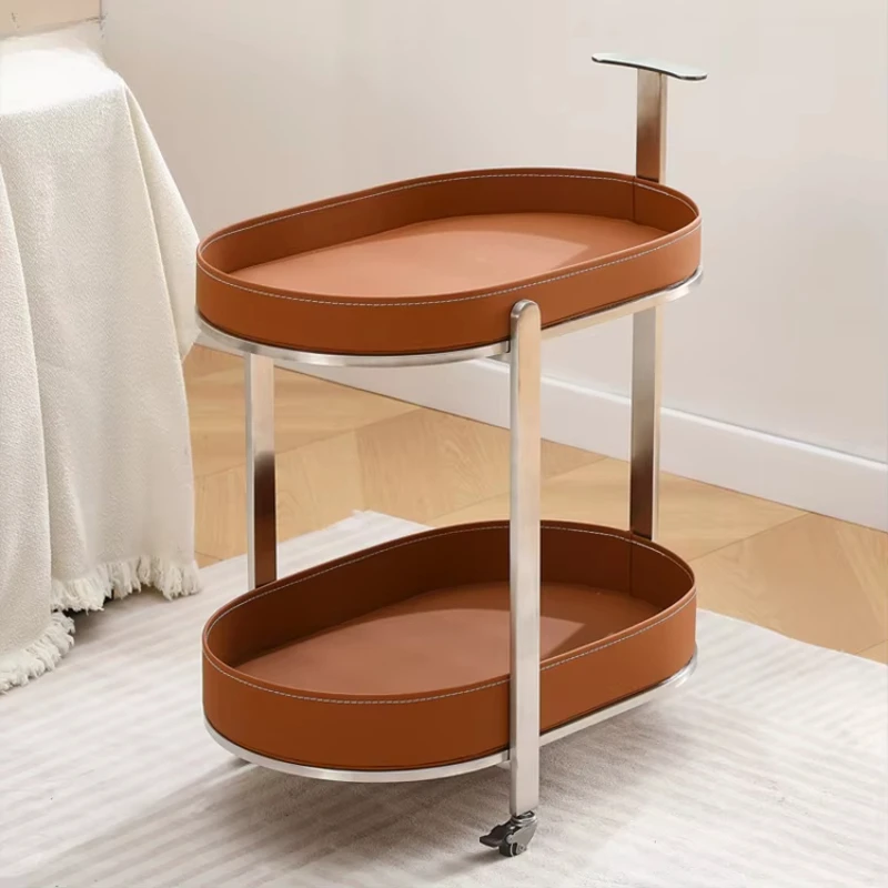 أثاث منزلي متعدد الوظائف عربة جلدية طاولة جانبية زاوية طاولة قهوة حديثة فاخرة لغرفة المعيشة