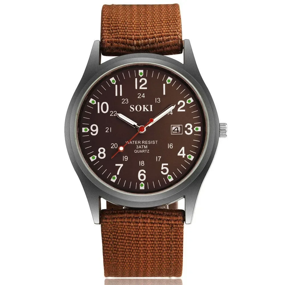 Soki Mens Horloges Lichtgevende Handen Klok Luxe Militaire Sport Datum Quartz Horloge Mannen Casual Nylon Horloge Relogio Masculino