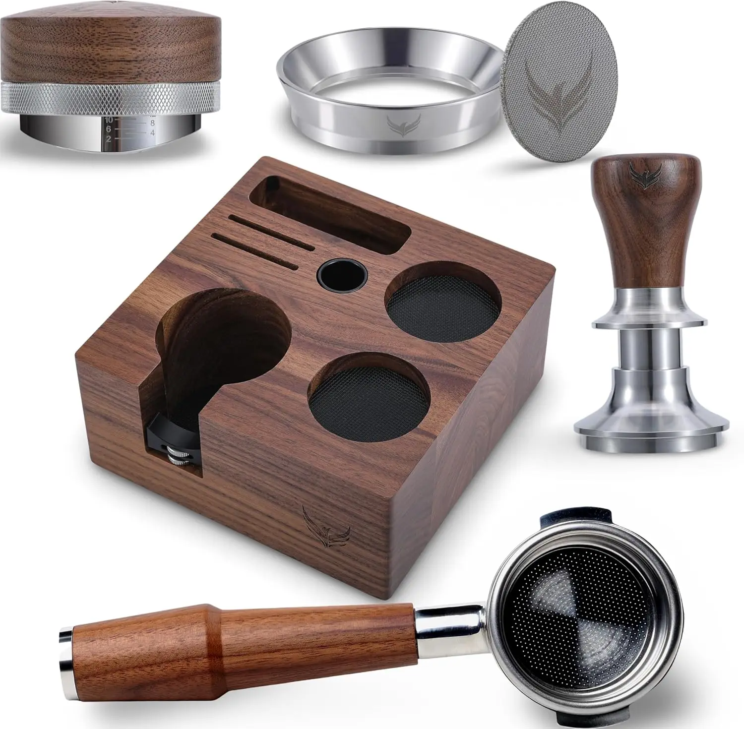 

58mm Rocket Accessories Kit – E61 Bottomless Portafilter, Espresso Tamper, Distributor, Tamping Station, Puck Screen
