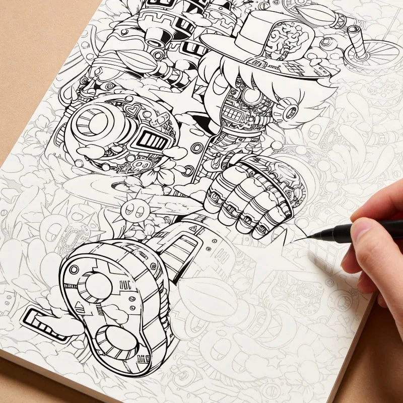 A Decompression Line Drawing and Graffiti Line Manuscript Book, An Adult Decompression Hand Drawn Coloring Book, 24 Patterns
