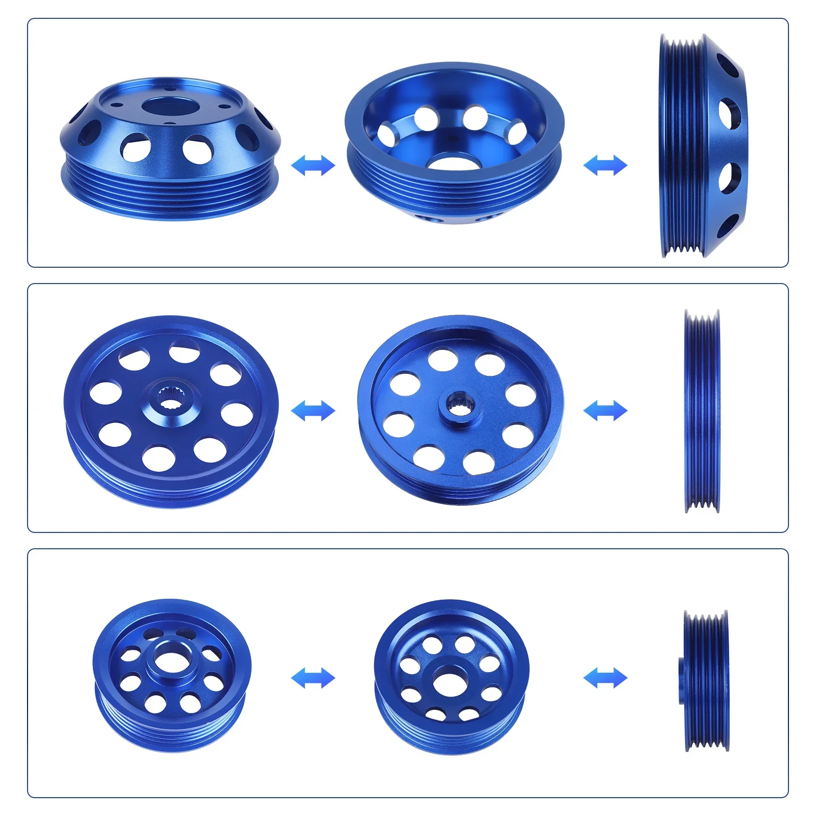 Racing Car Light Weight Aluminum Crank Crankshaft Pulley For 1992-1995 Honda Civic SOHC D16 Blue 