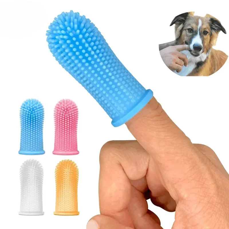 Pet Dog Finger Super Soft Toothbrush Teeth Cleaning Bad Breath Care Nontoxic Silicone Tooth Brush Tool Dog Cat Cleaning Supplies