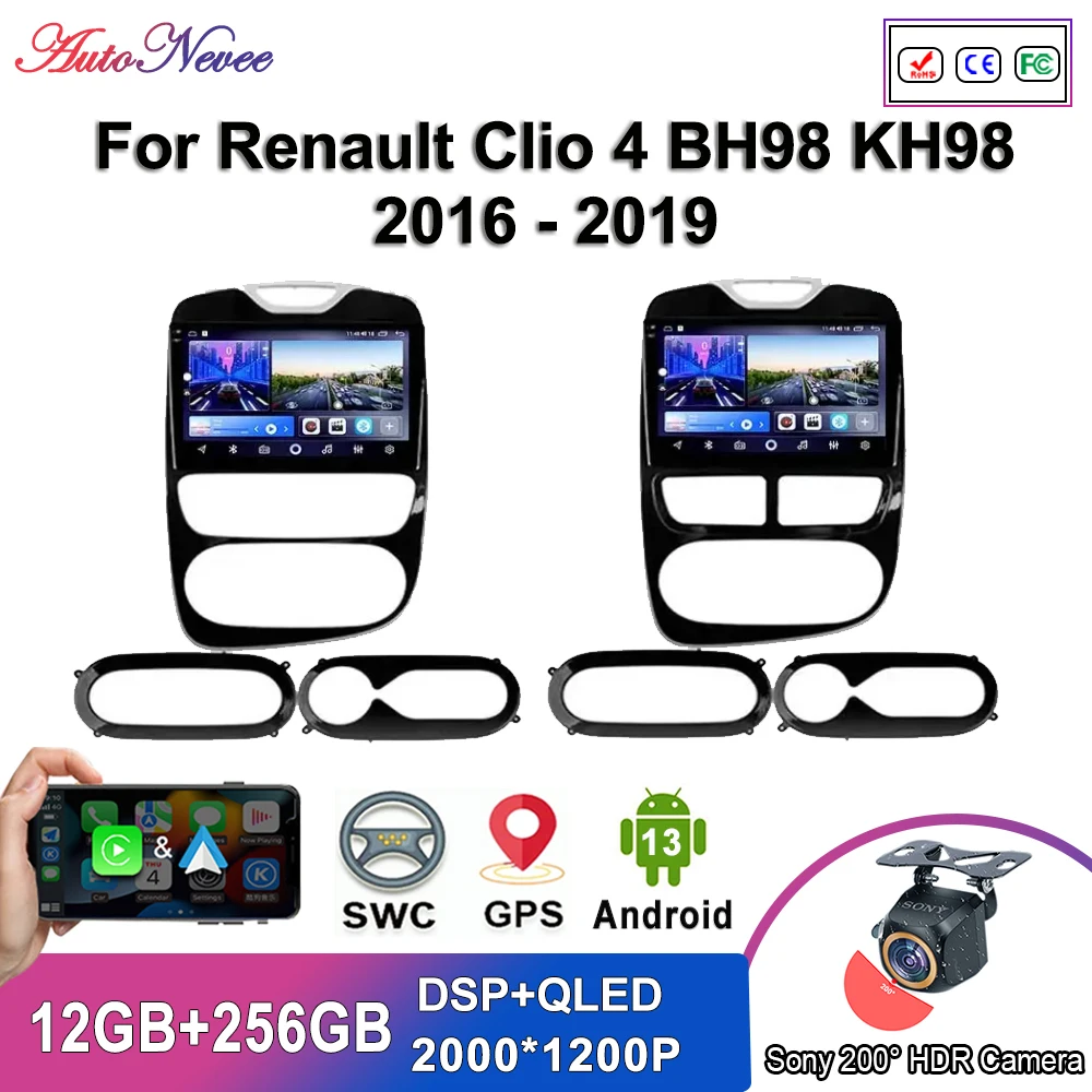 

Мультимедийный проигрыватель на Android 13 для Renault Clio 4 BH98 KH98 2016-2019, автомобильный проигрыватель с GPS, стерео-навигацией, радио, экран без DVD, типоразмер 2DIN, стандартная мощность, Wi-Fi