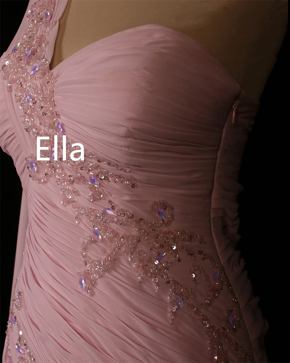 Customized Simple Pink Chiffon Evening Dresses Soft One Shoulder Prom Dress Exquisite Sweep Train Special Occasion Gowns