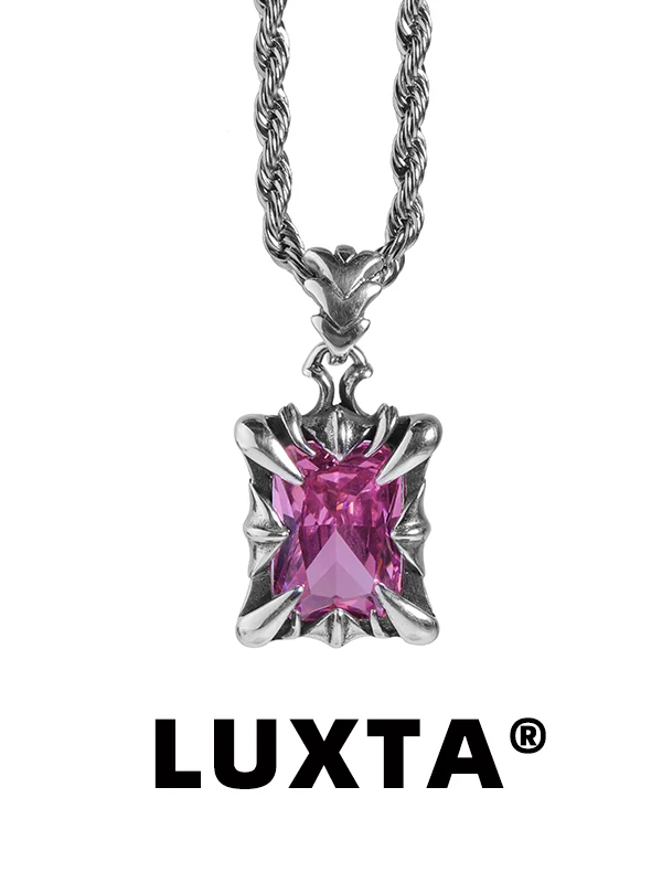 Retro 925 Silver Gem Pendant Necklace Hip Hop Style for Men And Women Luxury Clavicle Chain Sweater Chain Fashion Jewelry