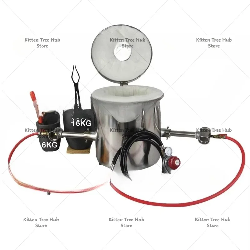 16KG Metal Melting Furnace 1450°C for Gold Silver Aluminum Jewelry Making Casting Tool