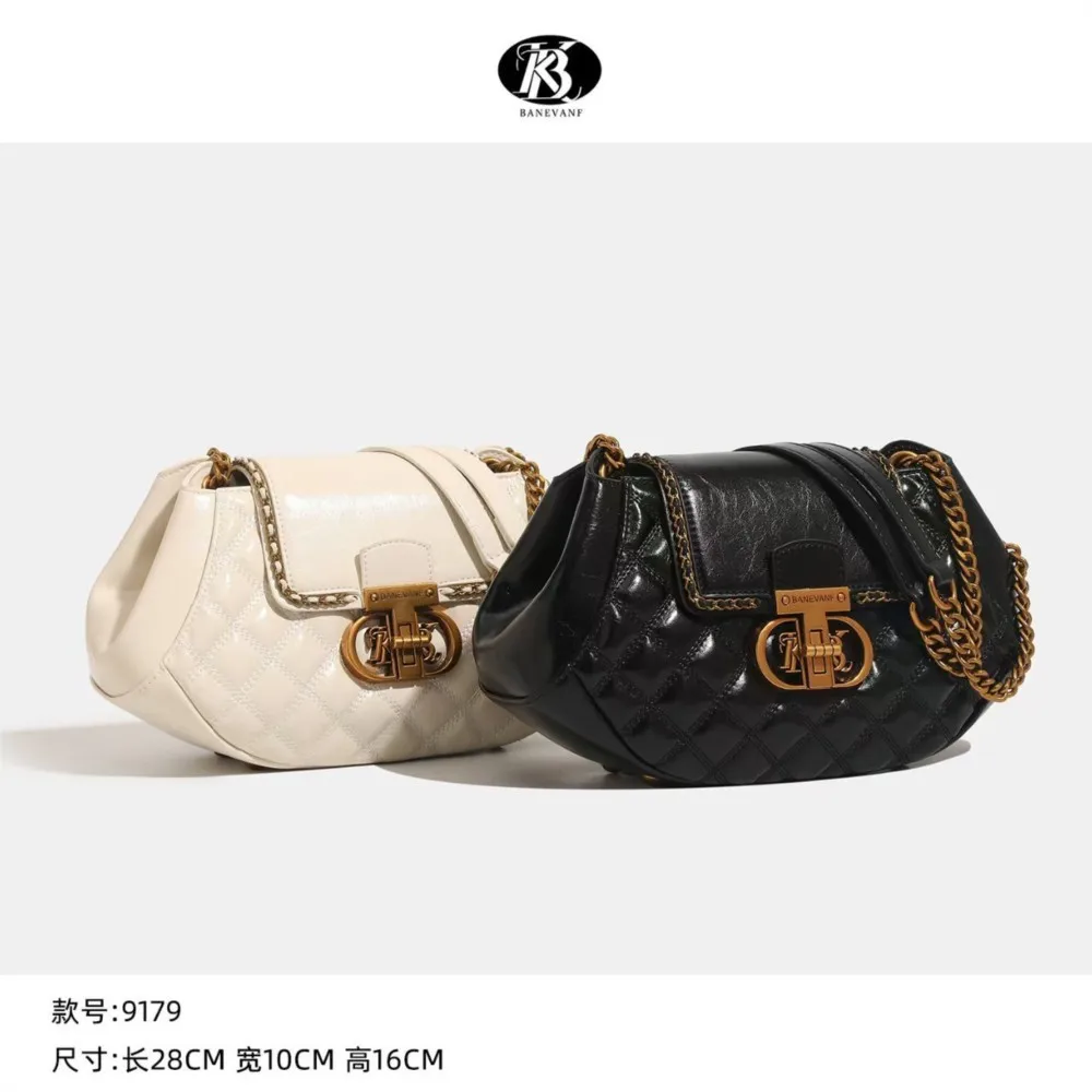 

KB brand women's handbag 2025 new autumn and winter high-end designer Ling shaped chain lock handbag, fashionable single shoulde