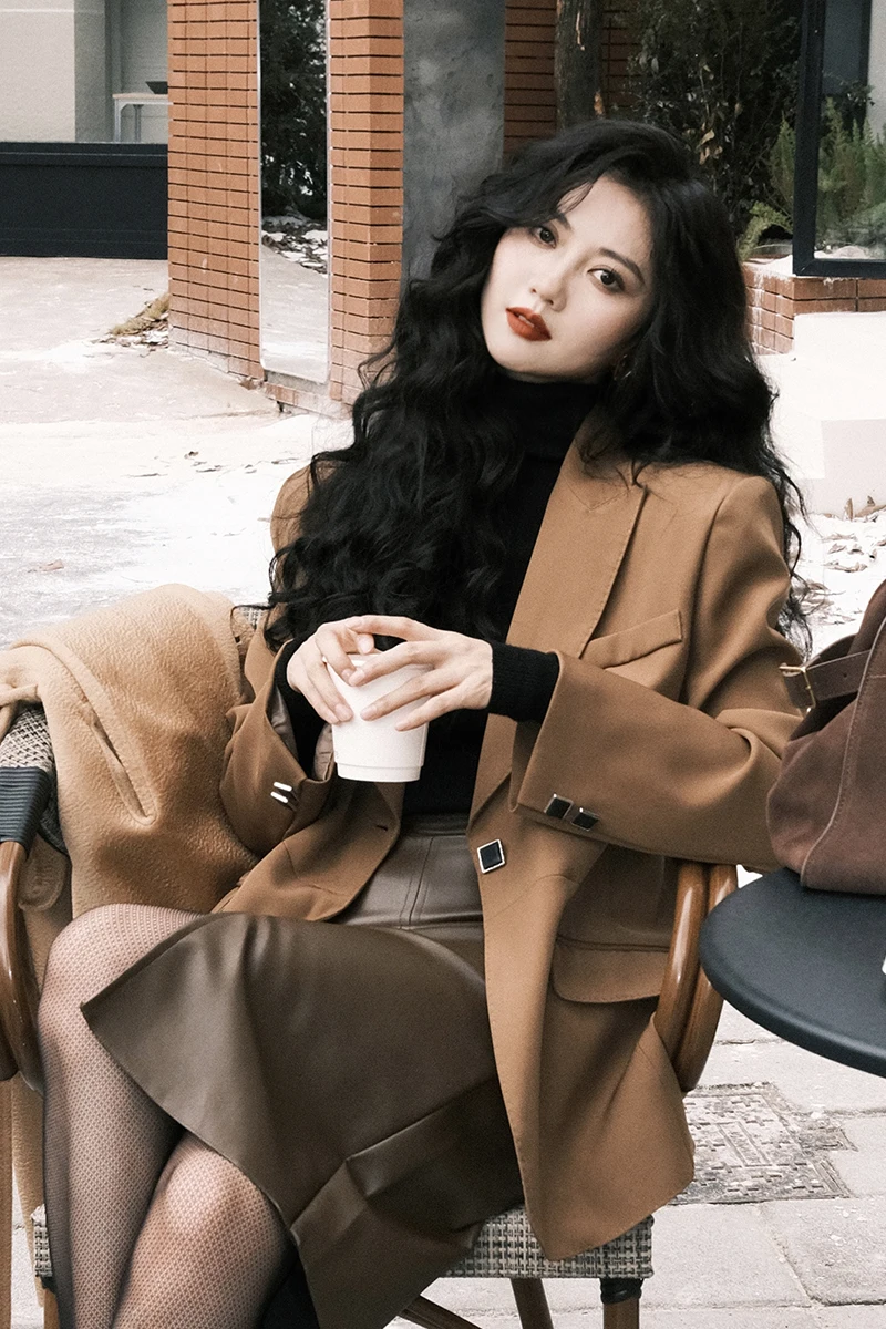 

Винтажный женский повседневный пиджак TAIYANG с квадратными пуговицами, приталенный, средней длины, на пуговицах, с длинными рукавами