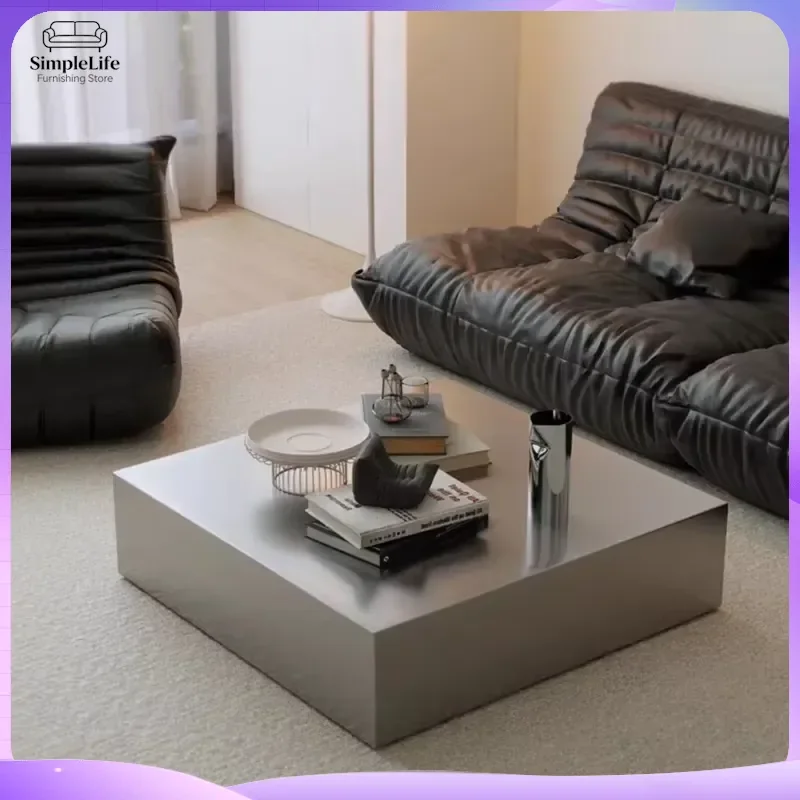 Square Industrial Coffee Table Stainless Steel Luxury Side Table Living Room Decoration Tea Tables Unique Premium Home
