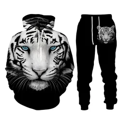 2024 Hosen setzt Hoodie Männer für Kleidung Tier Tiger 3d gedruckt y2k lässigen Trainings anzug Herbst Winter Mode Streetwear Mann