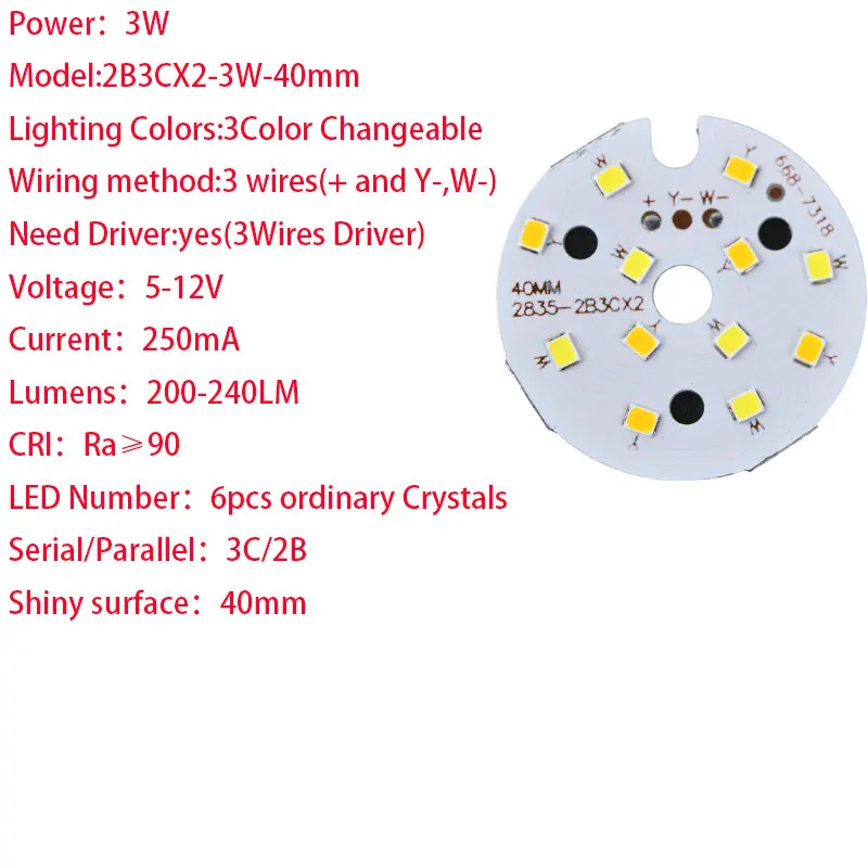 Chips de bombillas LED, suministro de accesorios de iluminación, 2B3C/5C, 3W/5W, 2835 SMD