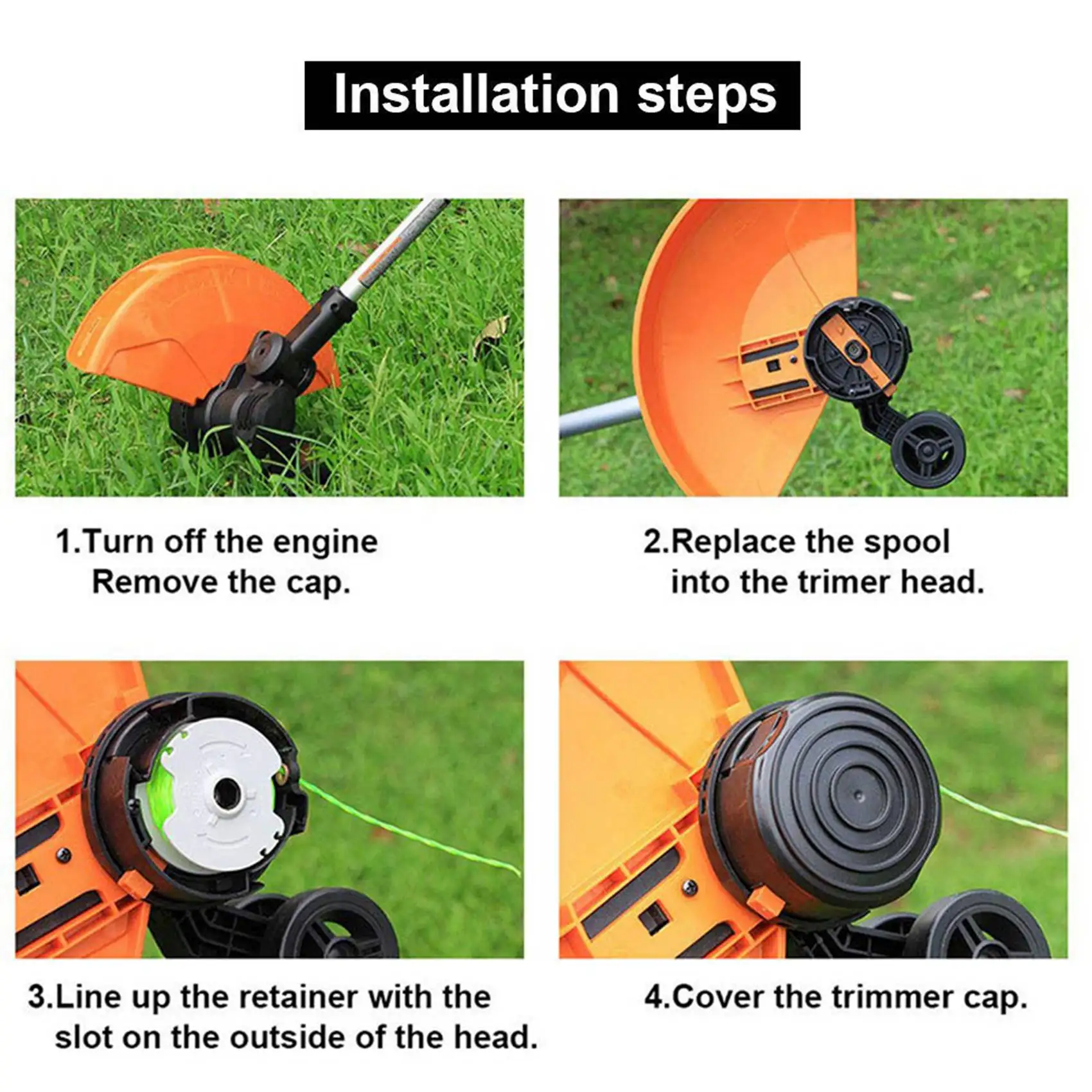 ABJI-8Pcs WA0037 Spool Cap Cover, Replacement Spool Caps For Worx WG184 WG168 WG190 WG191 Weed Eater Electric String Trimmers