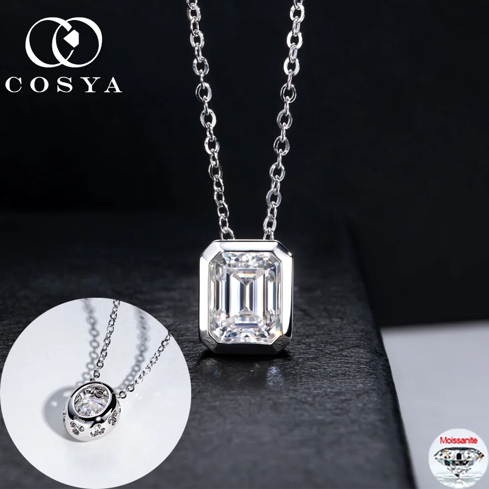 

COSYA 1-3CT овальный/изумрудный ободок, комплект кулона с муассанитом, ожерелье D, цвет, лабораторный бриллиант, кулон, 100% серебро S925, вечерние ювелирные изделия